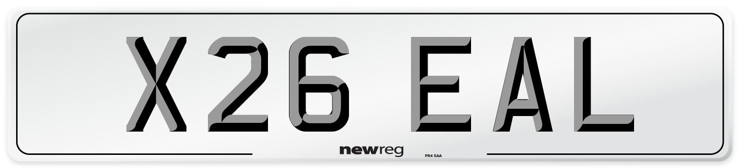 X26 EAL Number Plate from New Reg